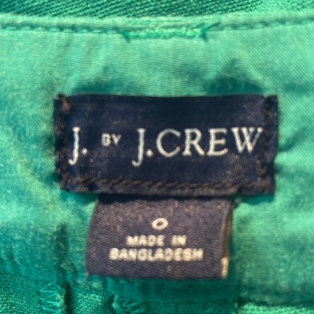 J Crew Scalloped Linen Shorts Green 0 - Picture 3 of 4